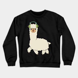 Alpaca with headphones. Crewneck Sweatshirt